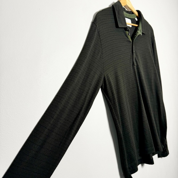 Billy Reid Other - Billy Reid Stripped Cotton Long Sleeve Polo Henley Shirt Sz Large